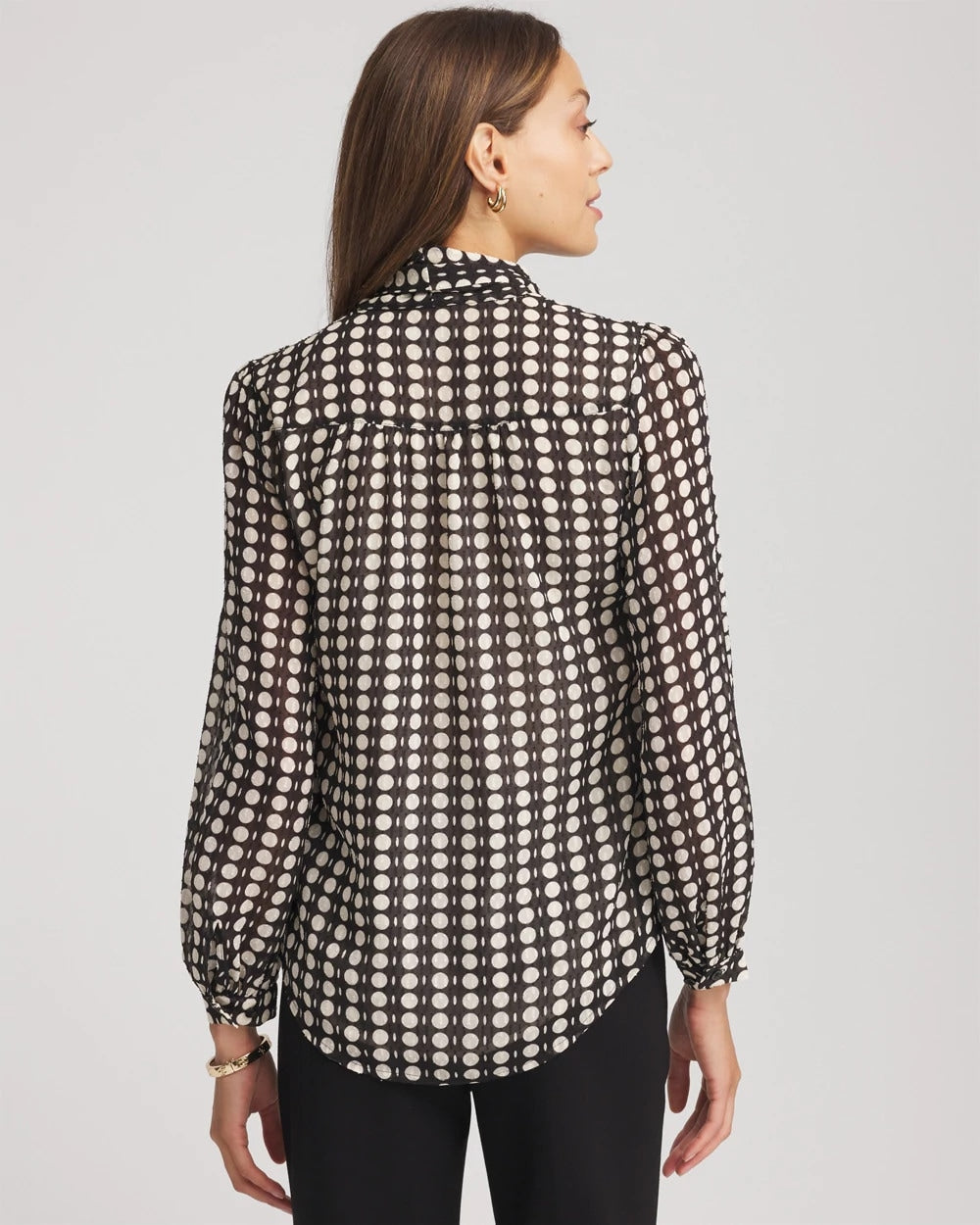 Clip-Dot Tie-Front Blouse Black - Chico's