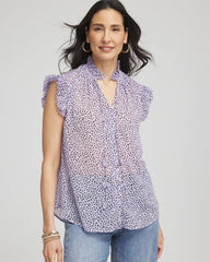 Cheetah Print Ruffle-Collar Blouse Violet Aura - Chico's