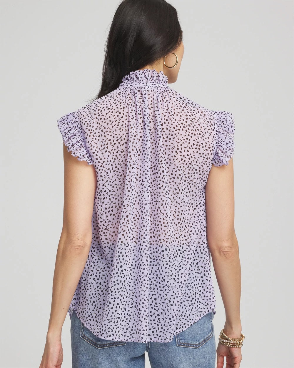 Cheetah Print Ruffle-Collar Blouse Violet Aura - Chico's