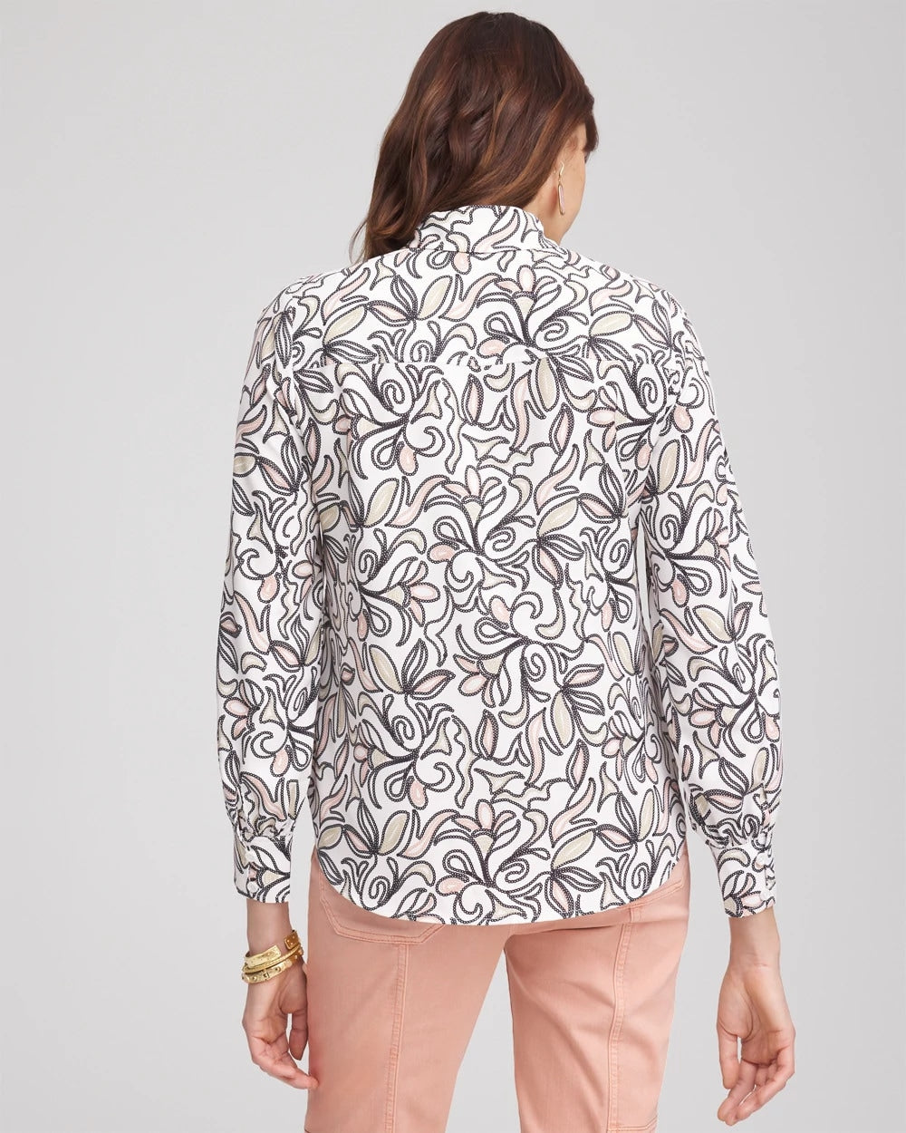 Faux Silk Floral Collared Shirt French Blush - Chico's