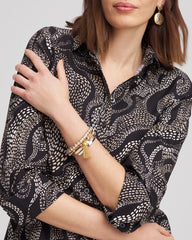 No Iron™ Sateen Swirls Print Shirt Black - Chico's