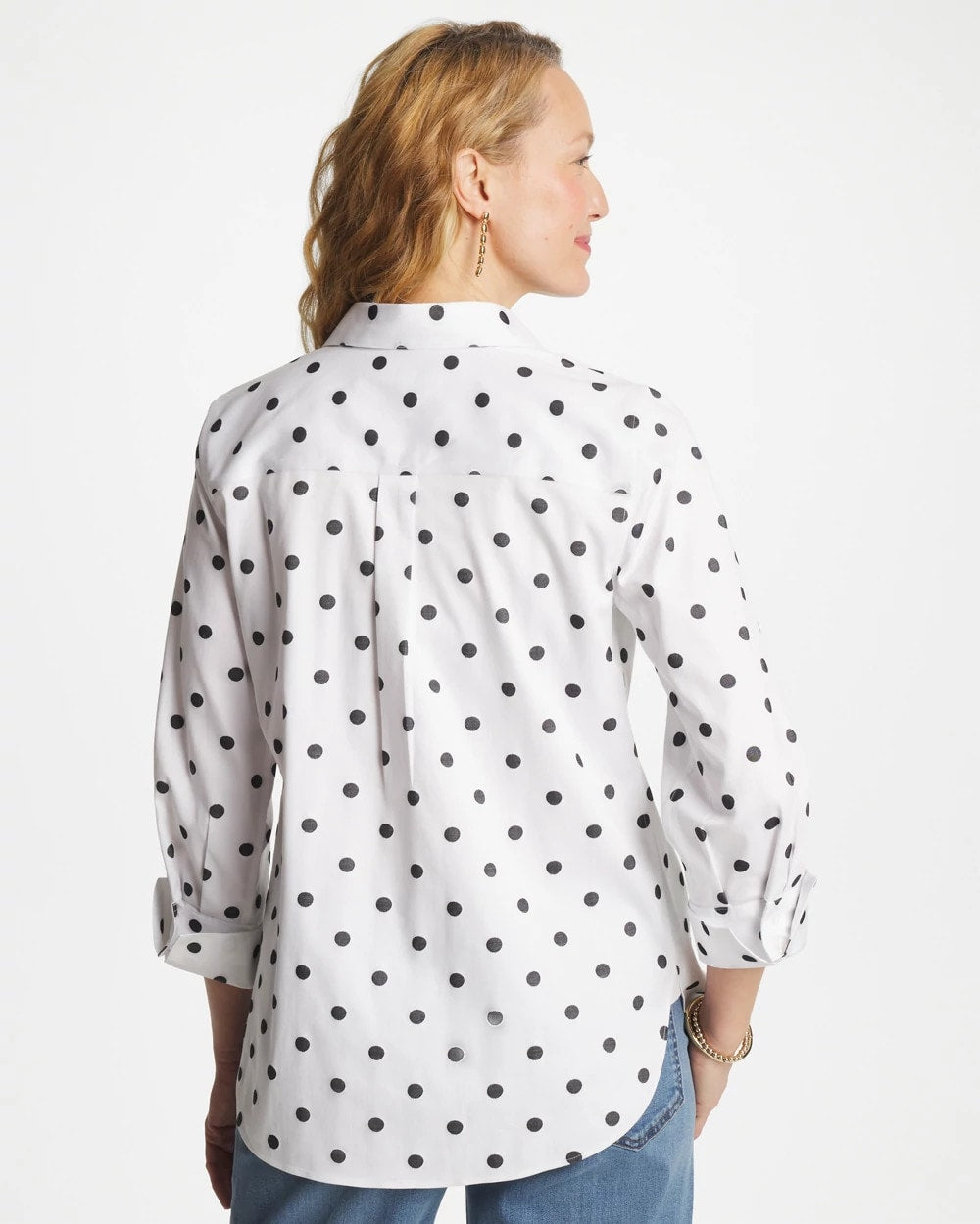 No Iron™ Stretch Perfect Dots Shirt Optic White - Chico's