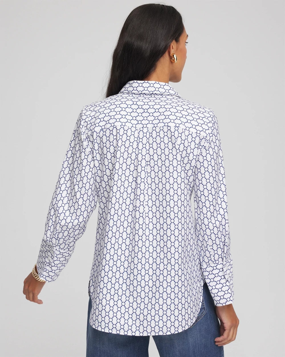 No Iron™  Chain Connection Shirt Passport Blue - Chico's