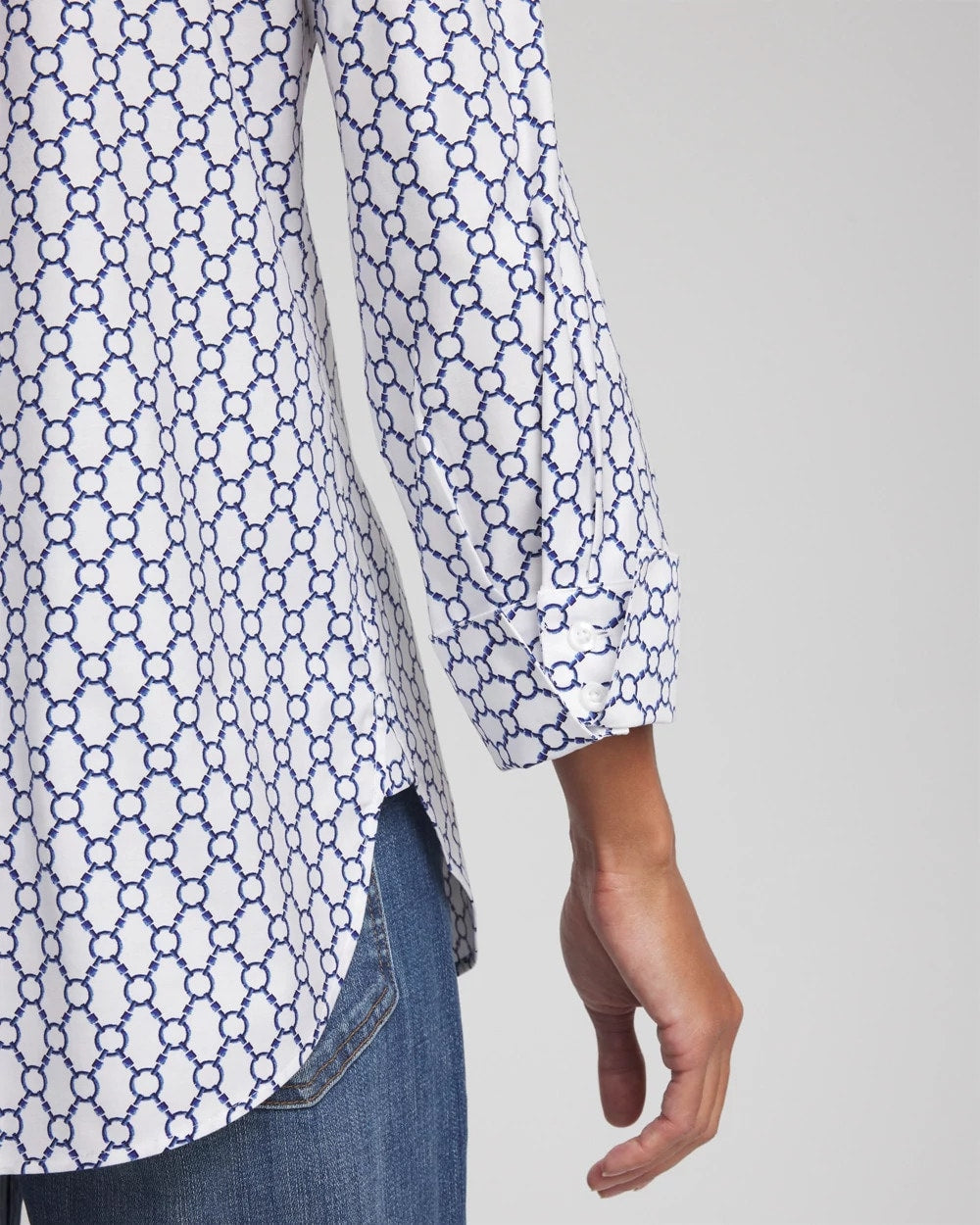 No Iron™  Chain Connection Shirt Passport Blue - Chico's