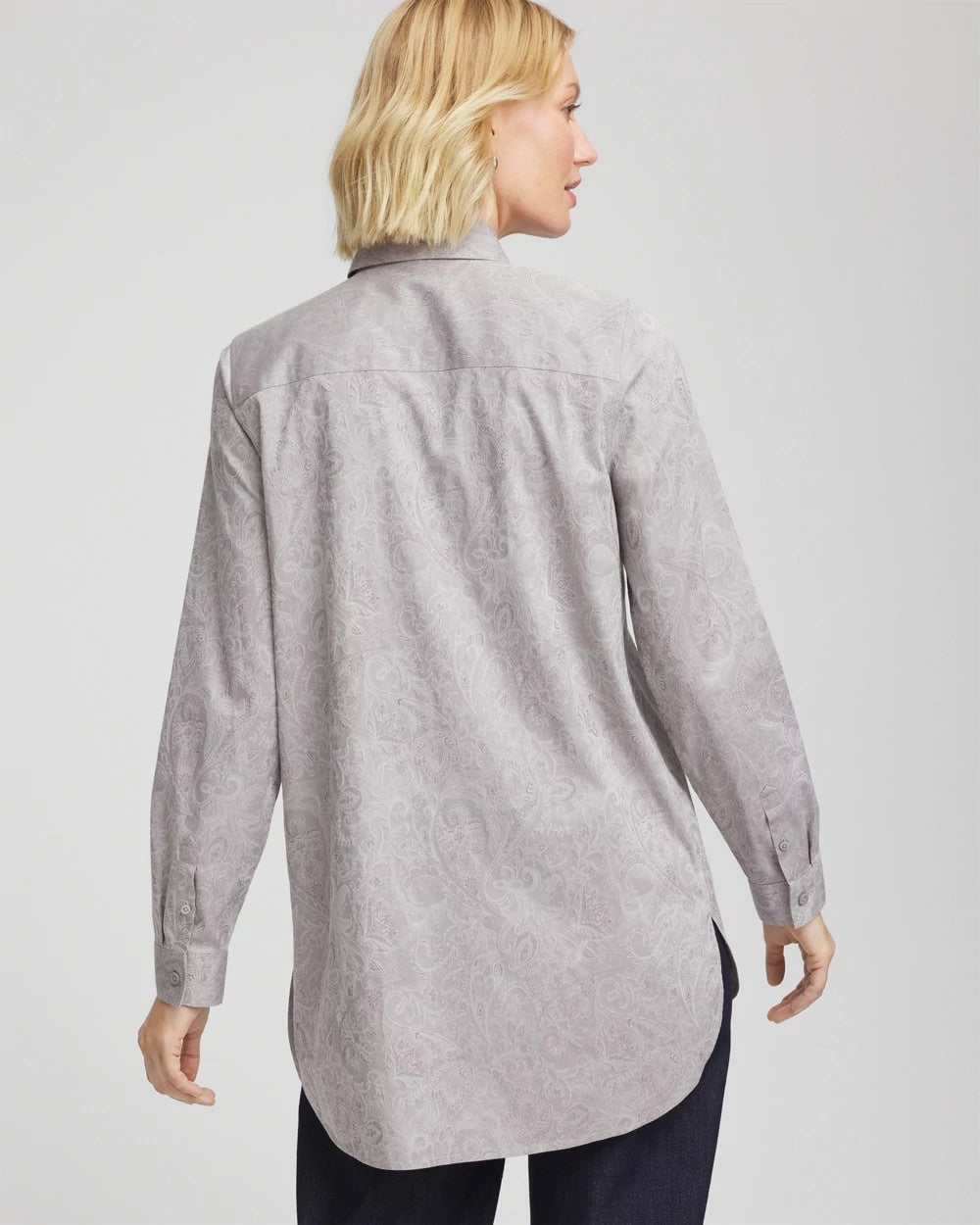 No Iron™ Lace Jacquard Stretch Tunic Moon Shade Gray - Chico's