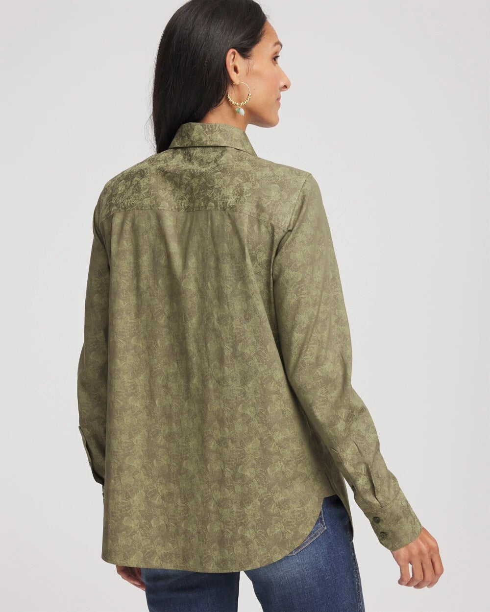No Iron™ Jacquard Shirt Sage Meadow - Chico's