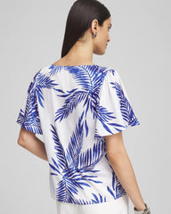 Flutter Sleeve Satin Top Blue Casa - Chico's