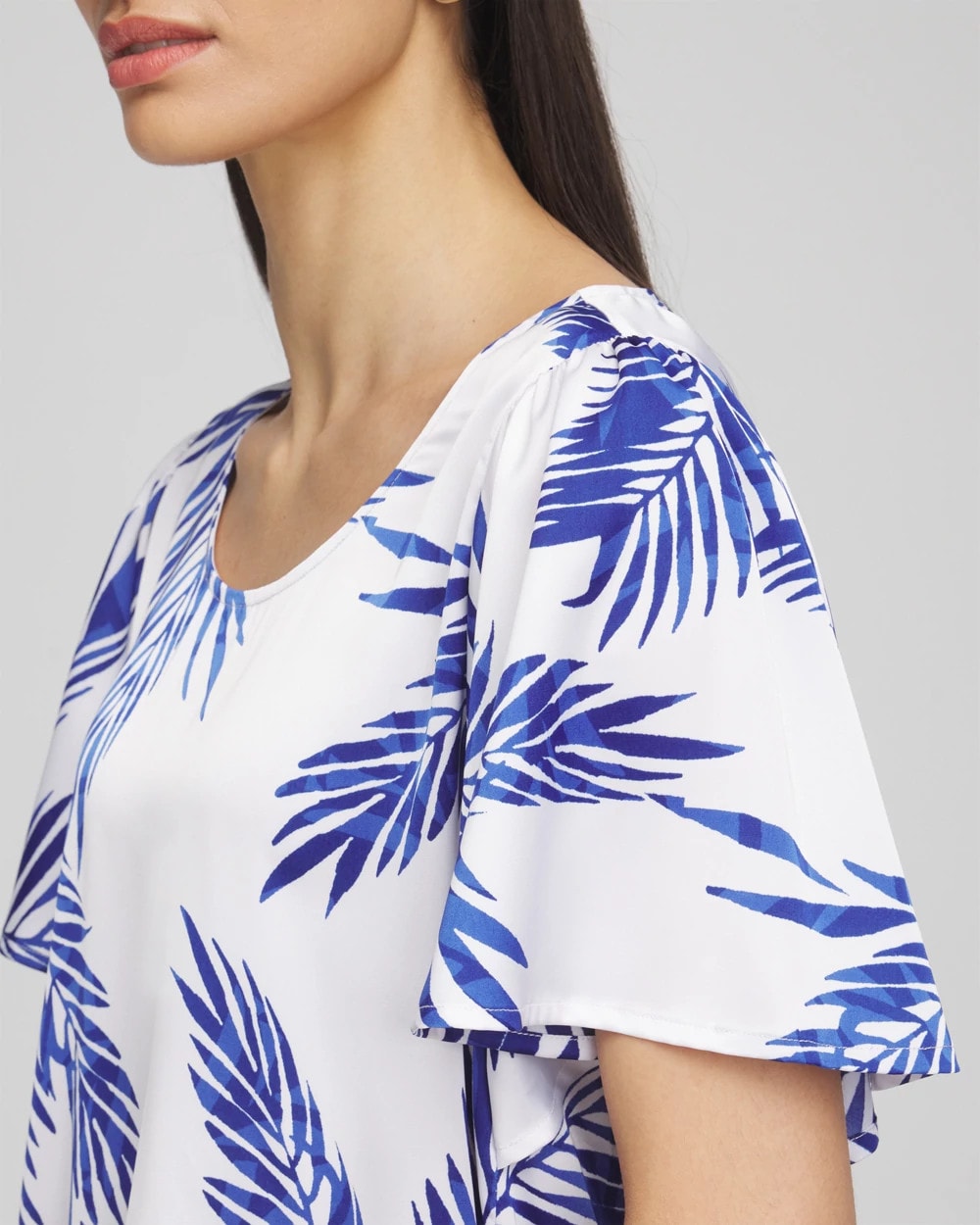 Flutter Sleeve Satin Top Blue Casa - Chico's