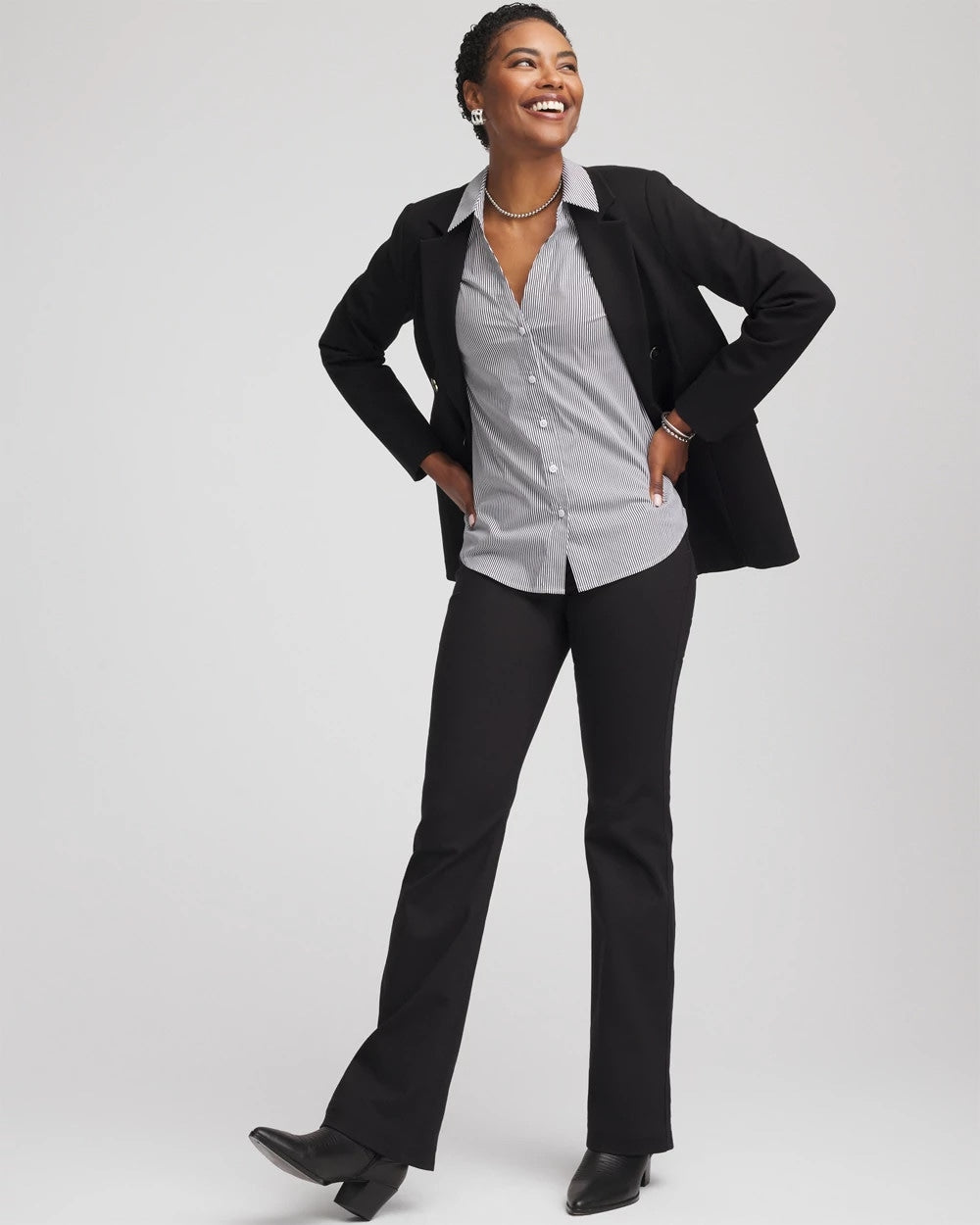 Poplin Stripe Shirt Black - Chico's