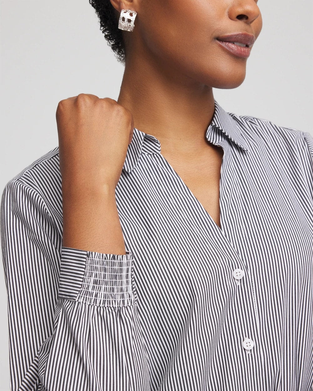 Poplin Stripe Shirt Black - Chico's