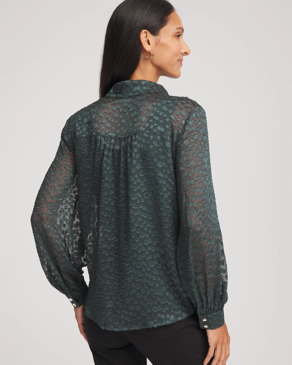 Clip-Dot Billow-Sleeve Blouse Darkest Spruce - Chico's