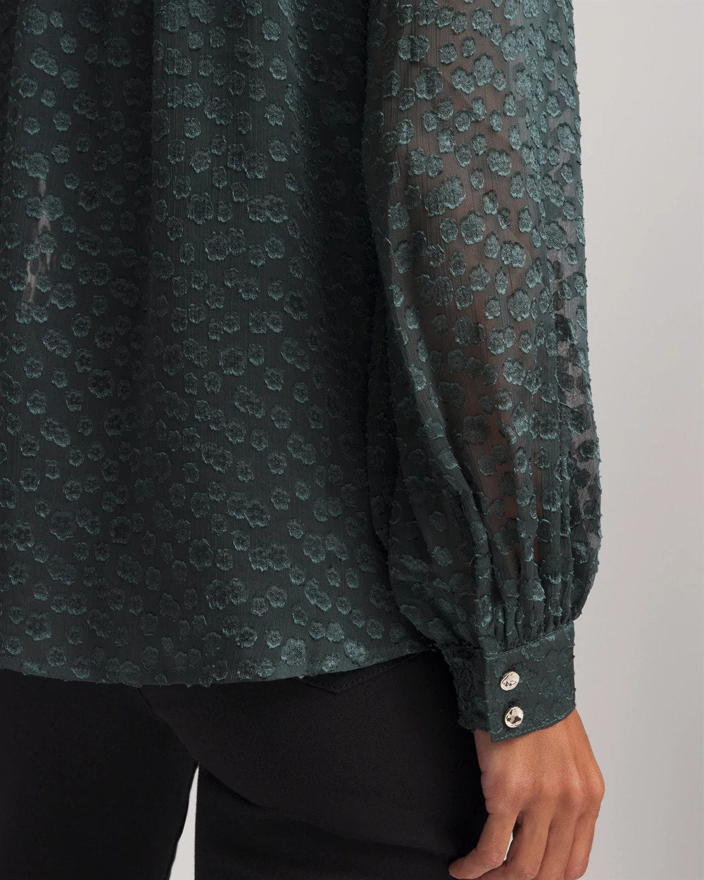 Clip-Dot Billow-Sleeve Blouse Darkest Spruce - Chico's
