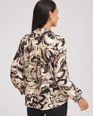 Floral Burnout Blouson-Sleeve Blouse Black - Chico's
