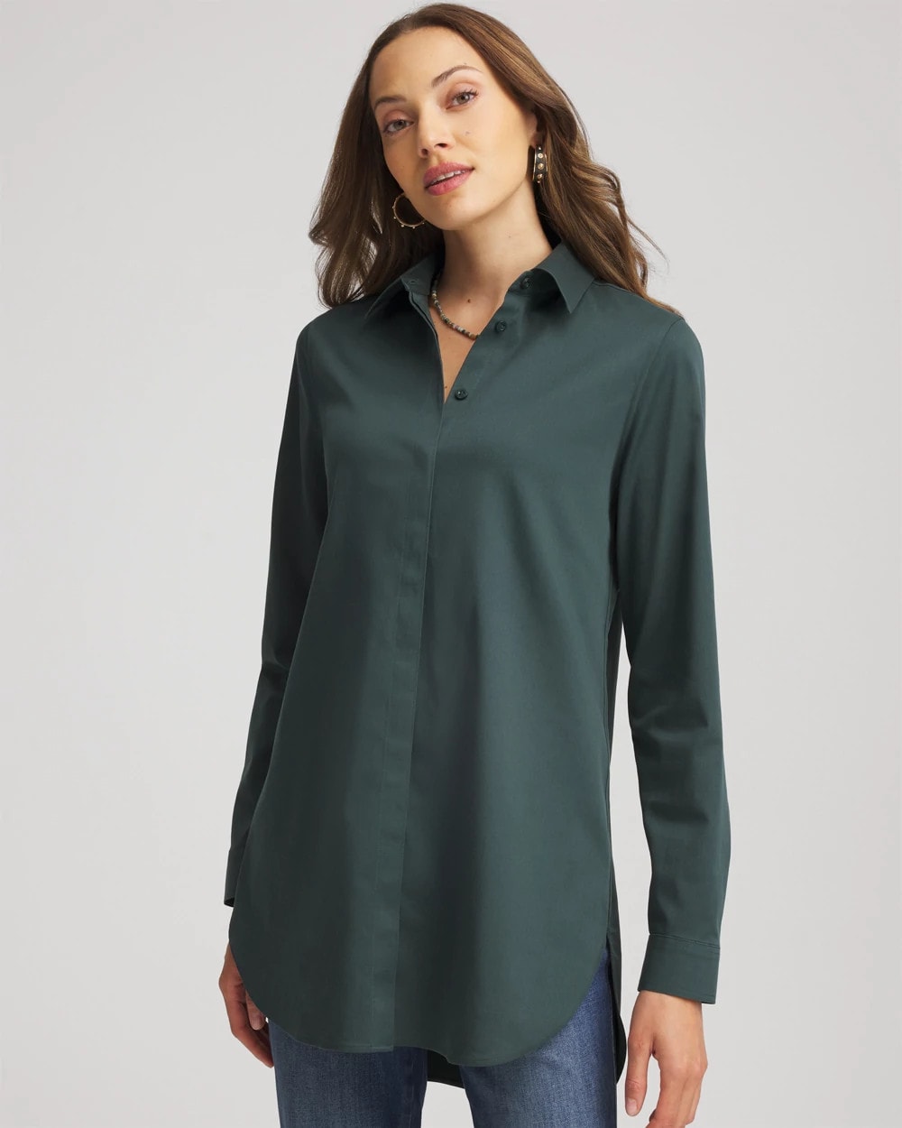 No Iron™ Long-Sleeved Tunic Darkest Spruce - Chico's