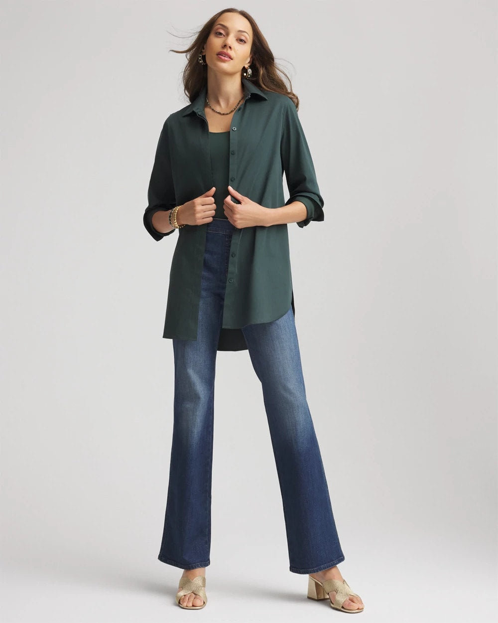 No Iron™ Long-Sleeved Tunic Darkest Spruce - Chico's