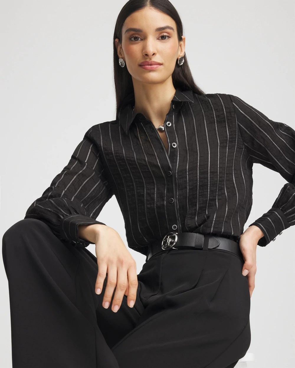 Classic Soft Button-front Blouse Black - Chico's