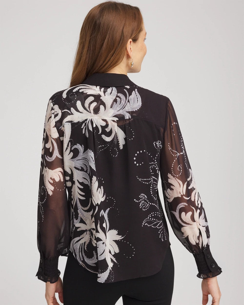Georgette Flow Print Blouse Black - Chico's