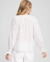 Smocked Split-neck Blouse Blue Casa - Chico's