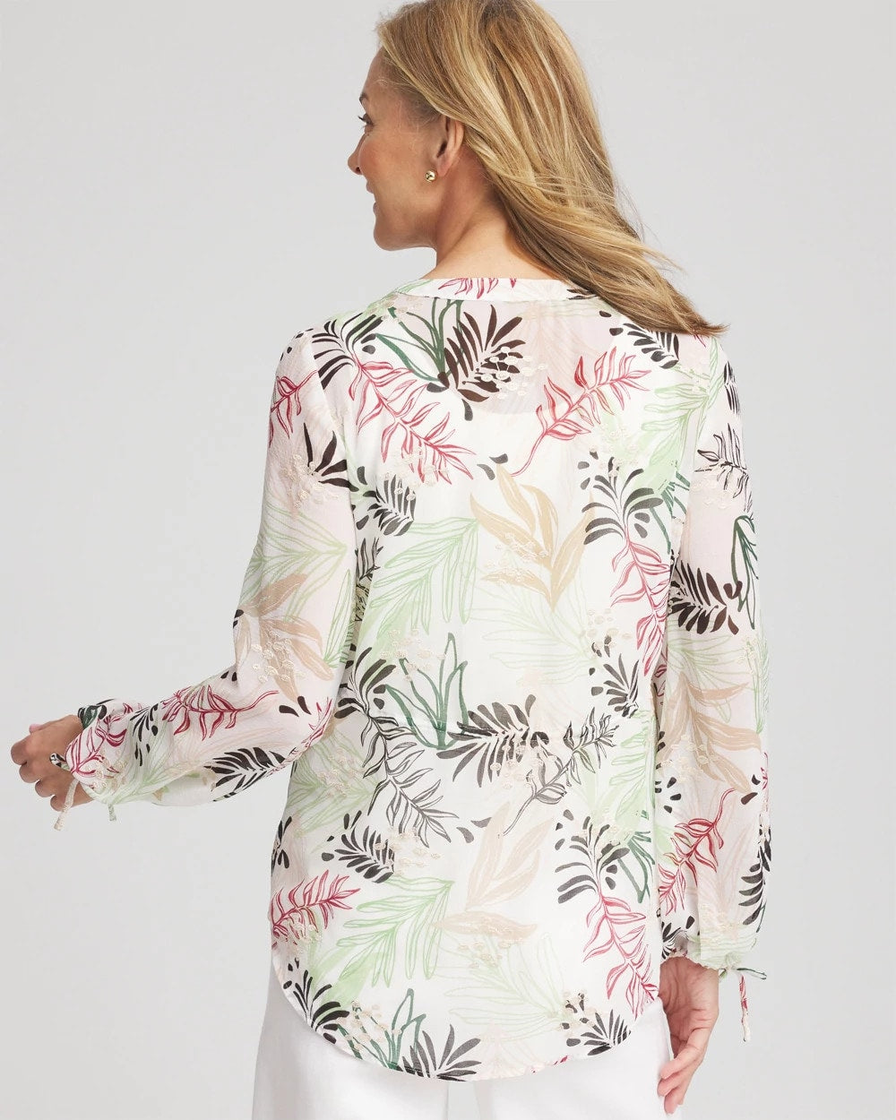 Drawstring Crinkle Chiffon Blouse Cafe Aroma - Chico's