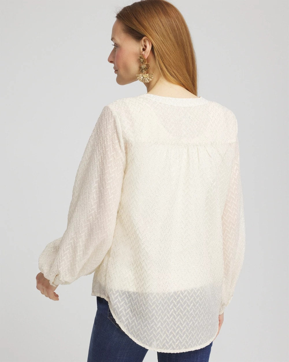 Chevron Blouson Sleeve Blouse Ecru - Chico's