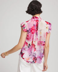 Floral Ruffle Collar Blouse Plum Shade - Chico's