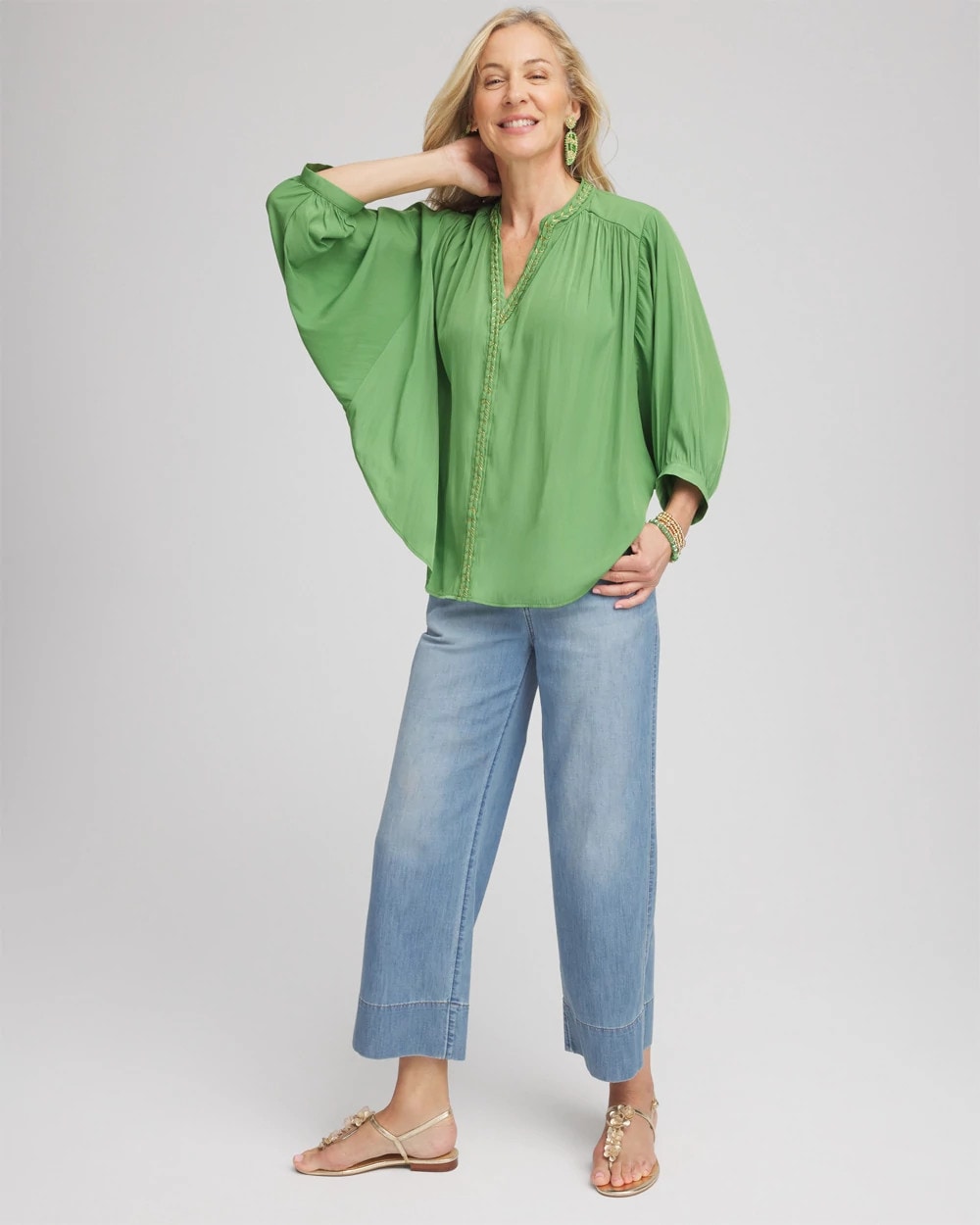Braided Batwing Blouse Salted Lime - Chico's