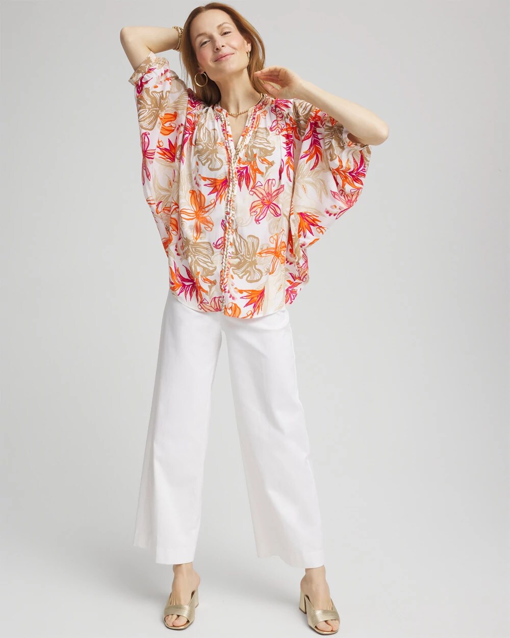 Floral Braided Batwing Blouse Crushed Berries - Chico's