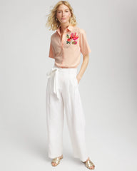 No Iron™ Embroidered Floral Short-Sleeve Shirt Sunset Peach - Chico's