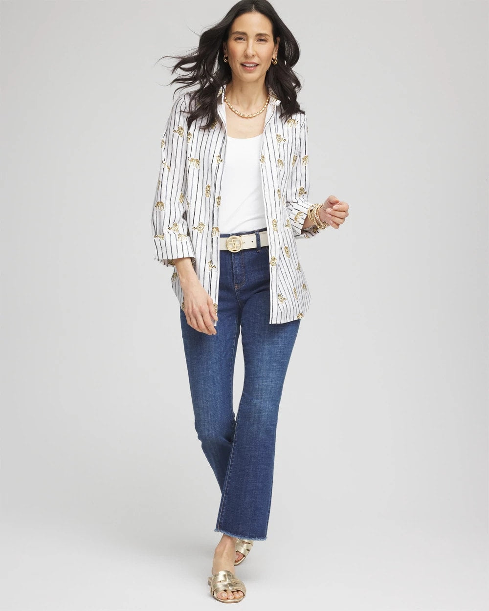 No Iron™ Leopard Graphic Shirt Optic White - Chico's