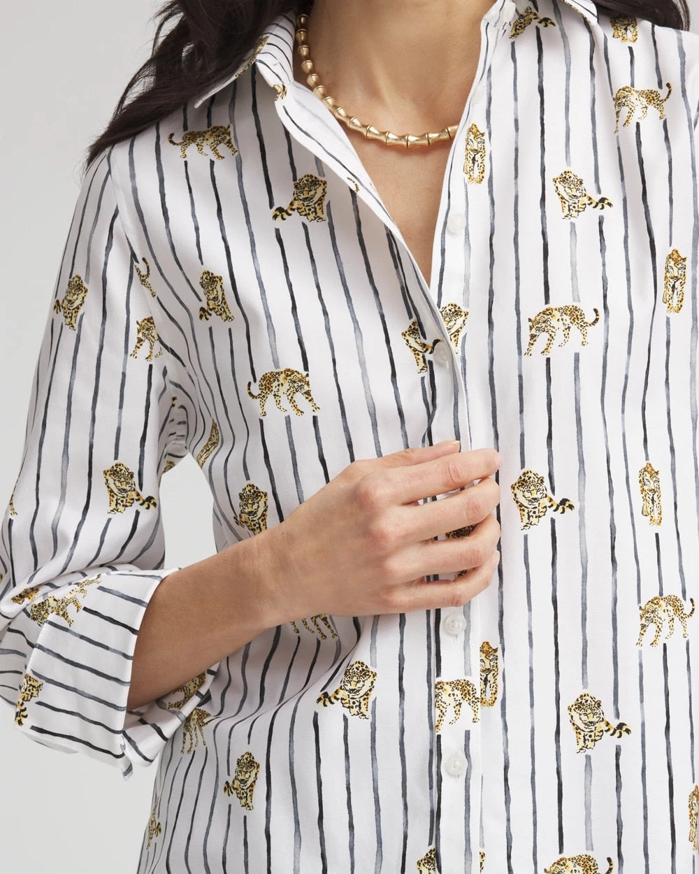 No Iron™ Leopard Graphic Shirt Optic White - Chico's