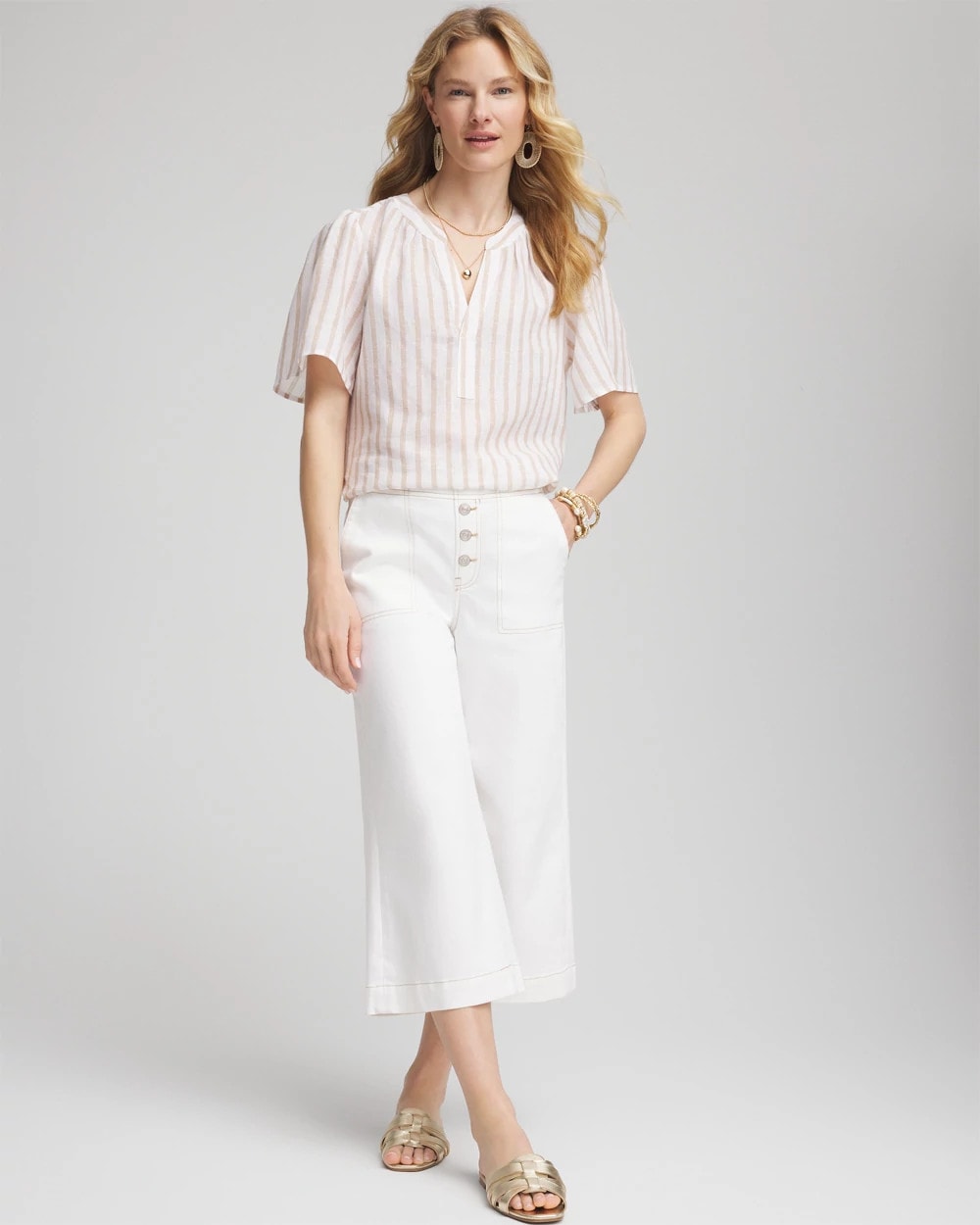 Striped Linen Popover Shirt Sycamore - Chico's