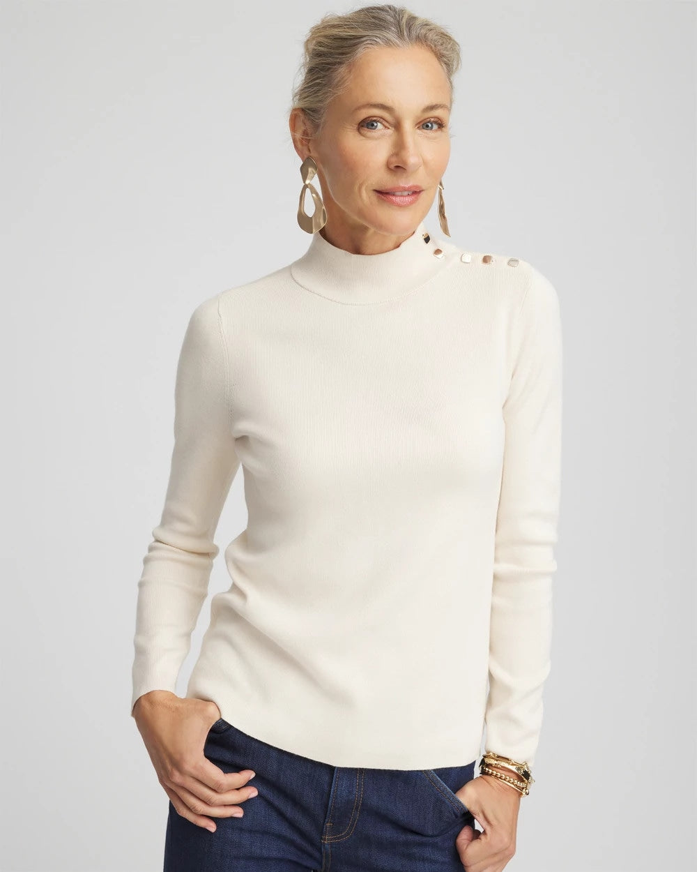 Ella Mockneck Sweater English Cream - Chico's