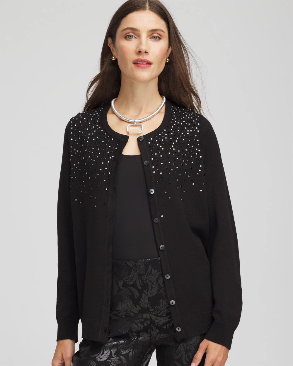 Ombré Rhinestone Cardigan Black - Chico's