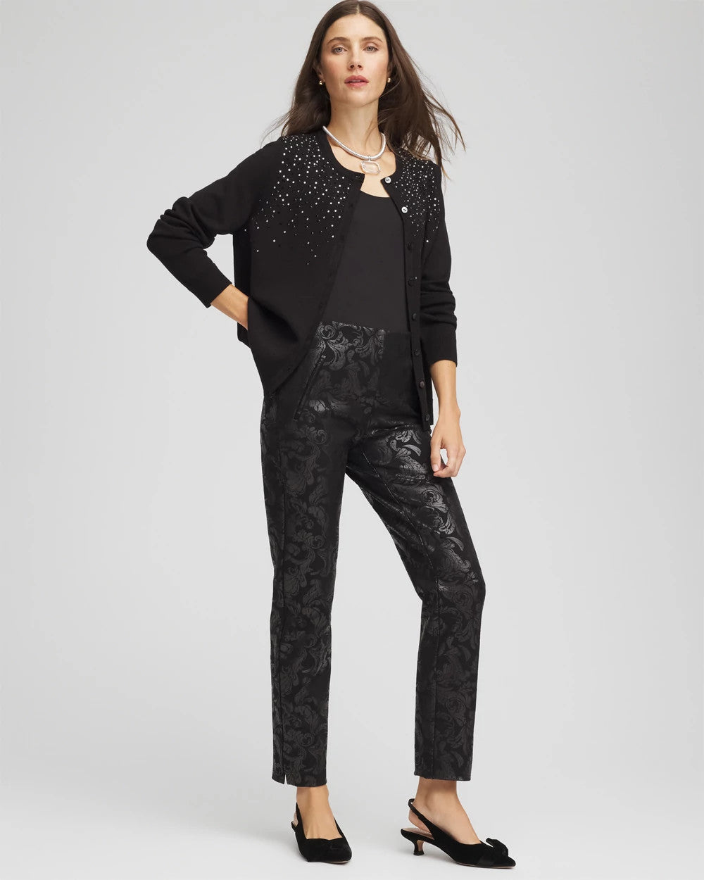 Ombré Rhinestone Cardigan Black - Chico's
