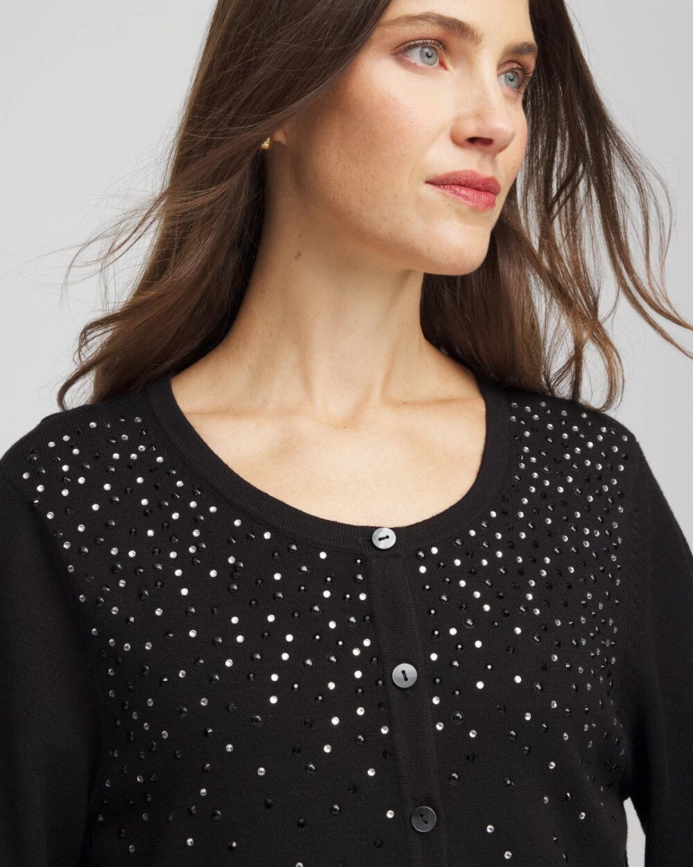 Ombré Rhinestone Cardigan Black - Chico's