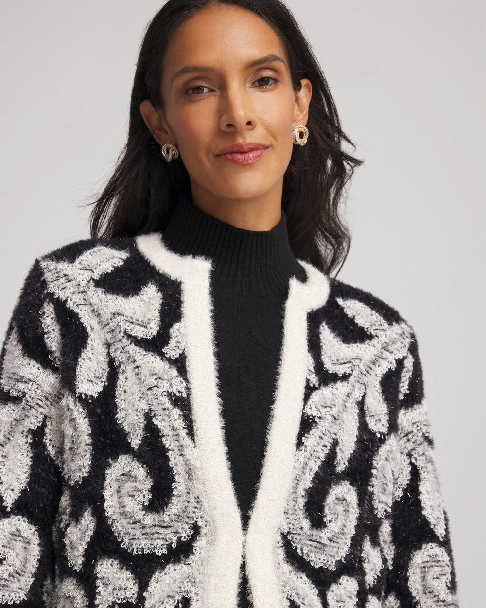 Abstract Fuzzy Cardigan Black - Chico's