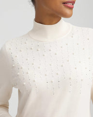 Ella Embellished Mockneck Sweater English Cream - Chico's