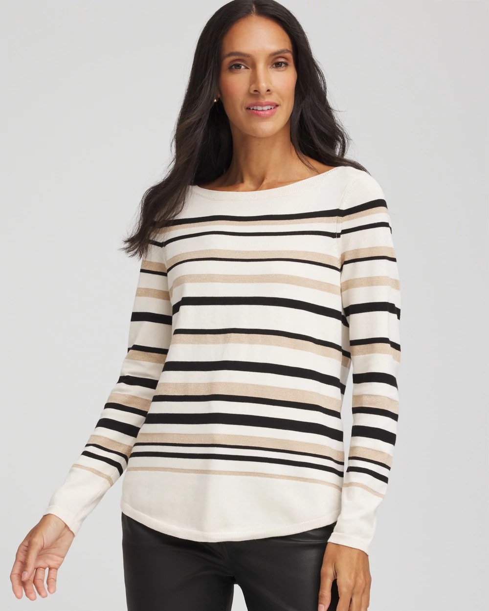 Ella Stripe Boatneck Sweater English Cream - Chico's