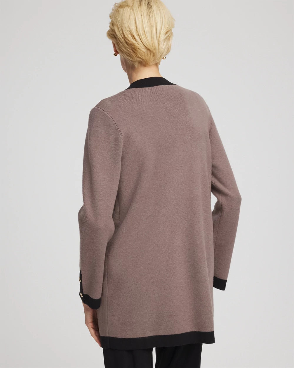 Travelers™ Tipped Button-Down Cardigan Deep Taupe - Chico's