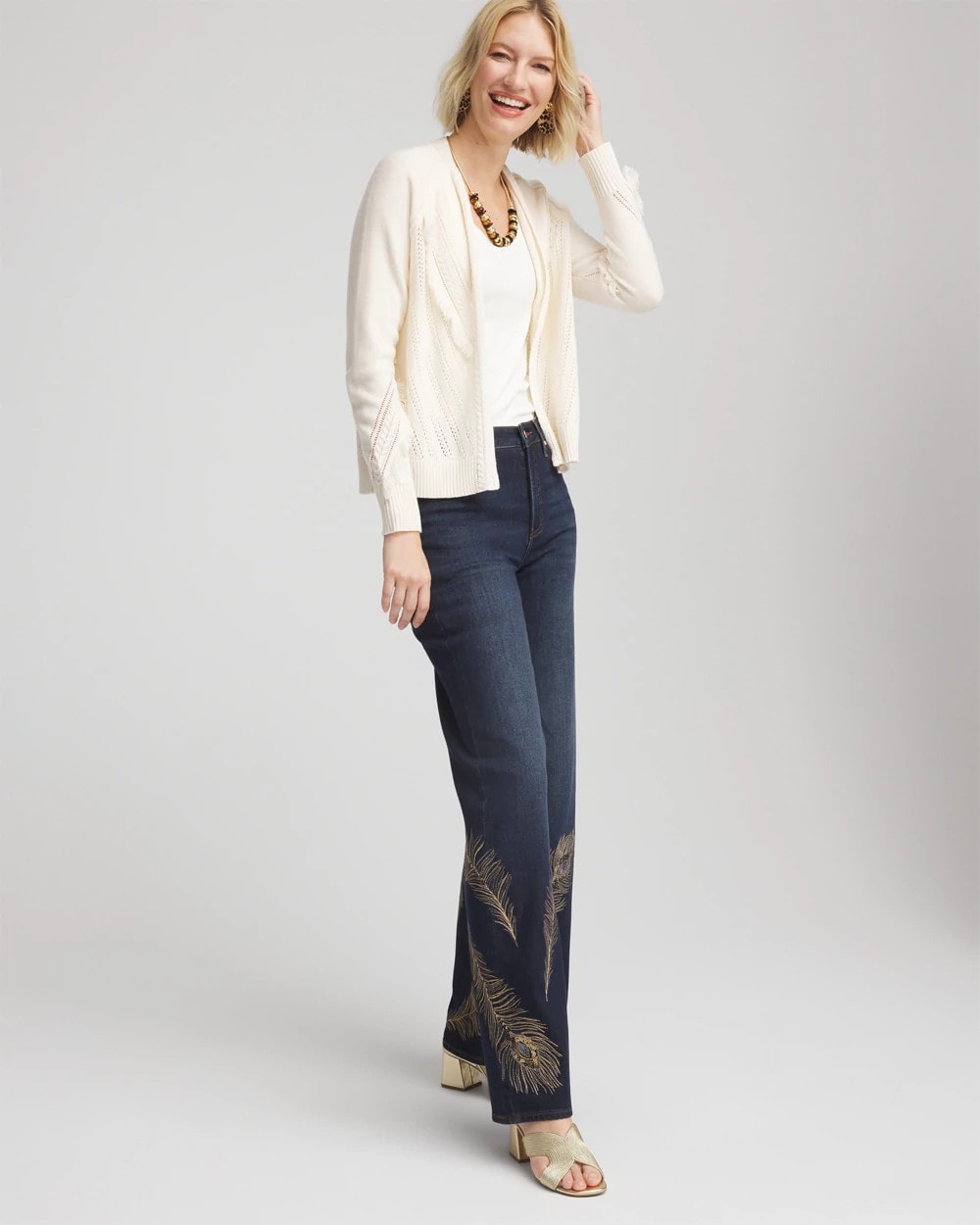 Cable Knit Fringed Sweater English Cream - Chico's
