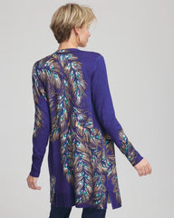 Ella Peacock-Print Cardigan Sweater Dark Cobalt - Chico's