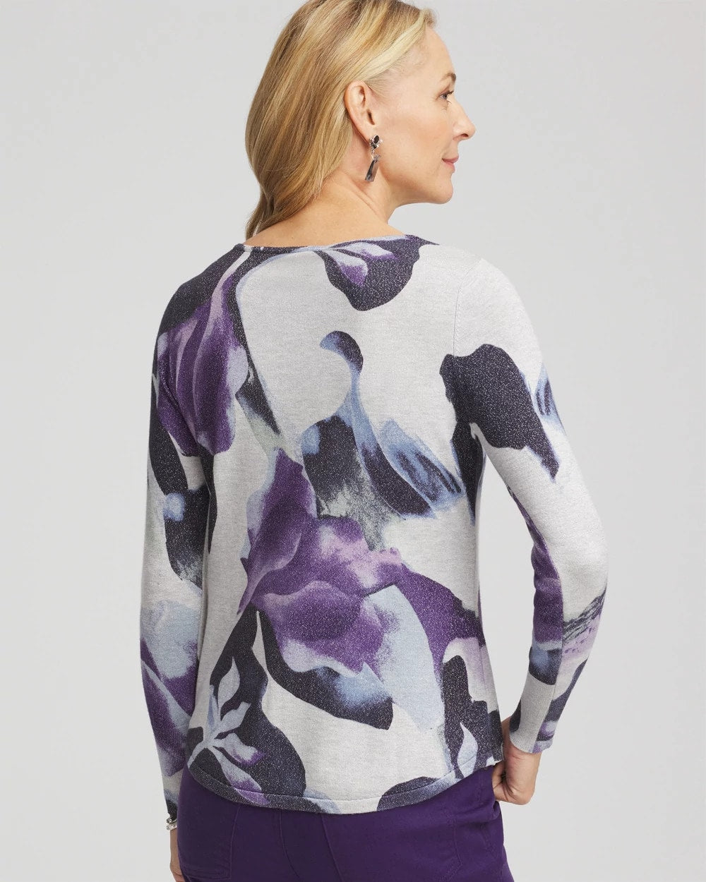 Ella V-Neck Pullover Sweater Purple Elixir - Chico's