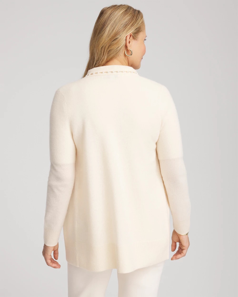 Cashmere Pearl-Trim Cardigan Cream - Chico's