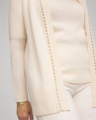 Cashmere Pearl-Trim Cardigan Cream - Chico's