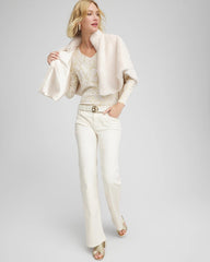 Ella Foiled V-Neck Sweater English Cream - Chico's
