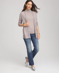 Cashmere Pearl Mockneck Sweater Taupe Heather - Chico's