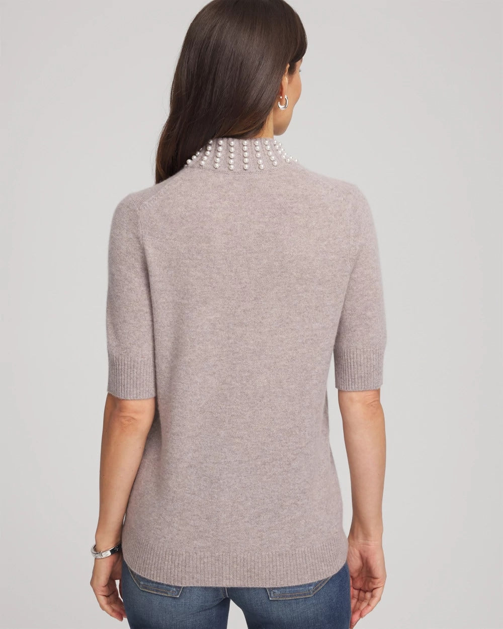 Cashmere Pearl Mockneck Sweater Taupe Heather - Chico's