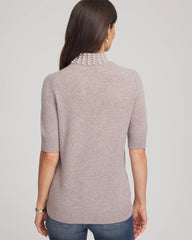 Cashmere Pearl Mockneck Sweater Taupe Heather - Chico's