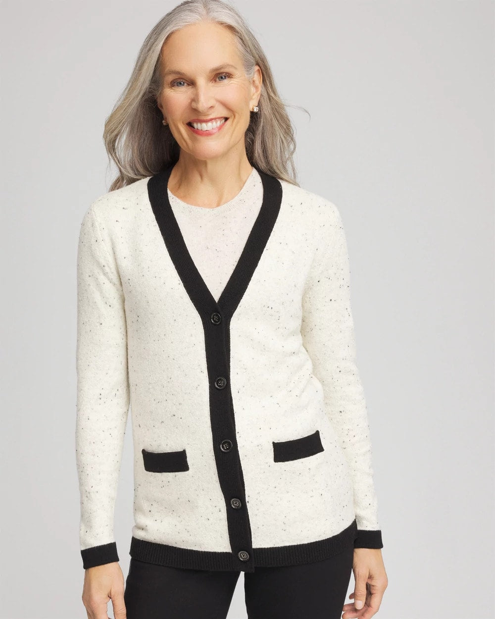 Tipped Lady Jacket Cardigan English Cream - Chico's