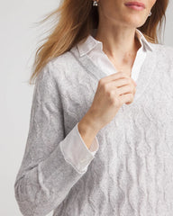 Classic Built-In Shirt Knit Sweater Classic Gray - Chico's